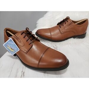 NEW NO BOX 13 Mens Clarks Whiddon Cap Toe Oxford 26152913 Dark Tan Leather Brown